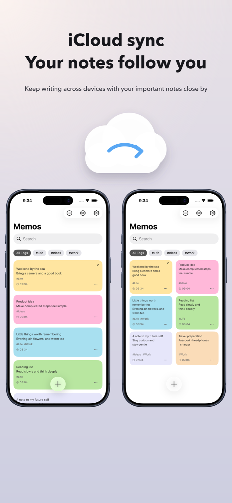 Continue writing across devices with iCloud