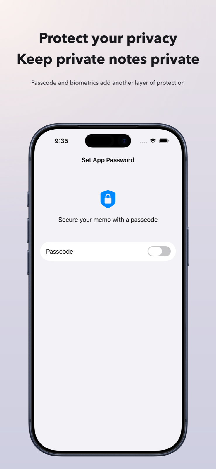 Protect private notes with passcode and biometrics