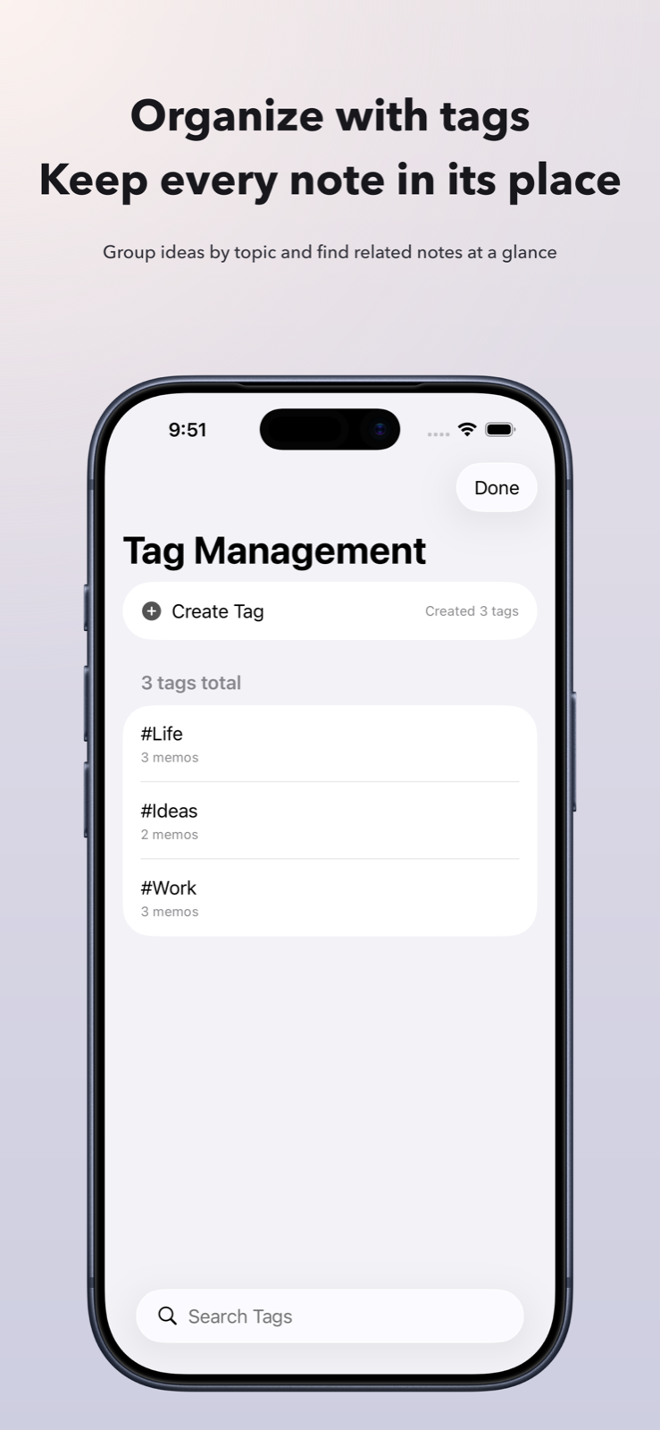 Organize and find notes with tags